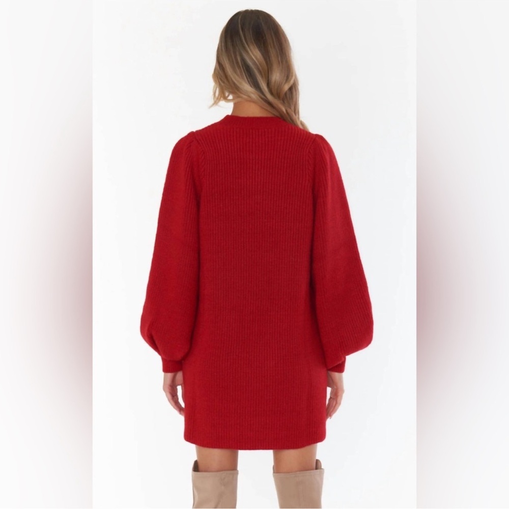 SHOW ME YOUR MUMU Dixon Sweater Dress in Red Knit N211 XS Valentine Coquette - Picture 4 of 7